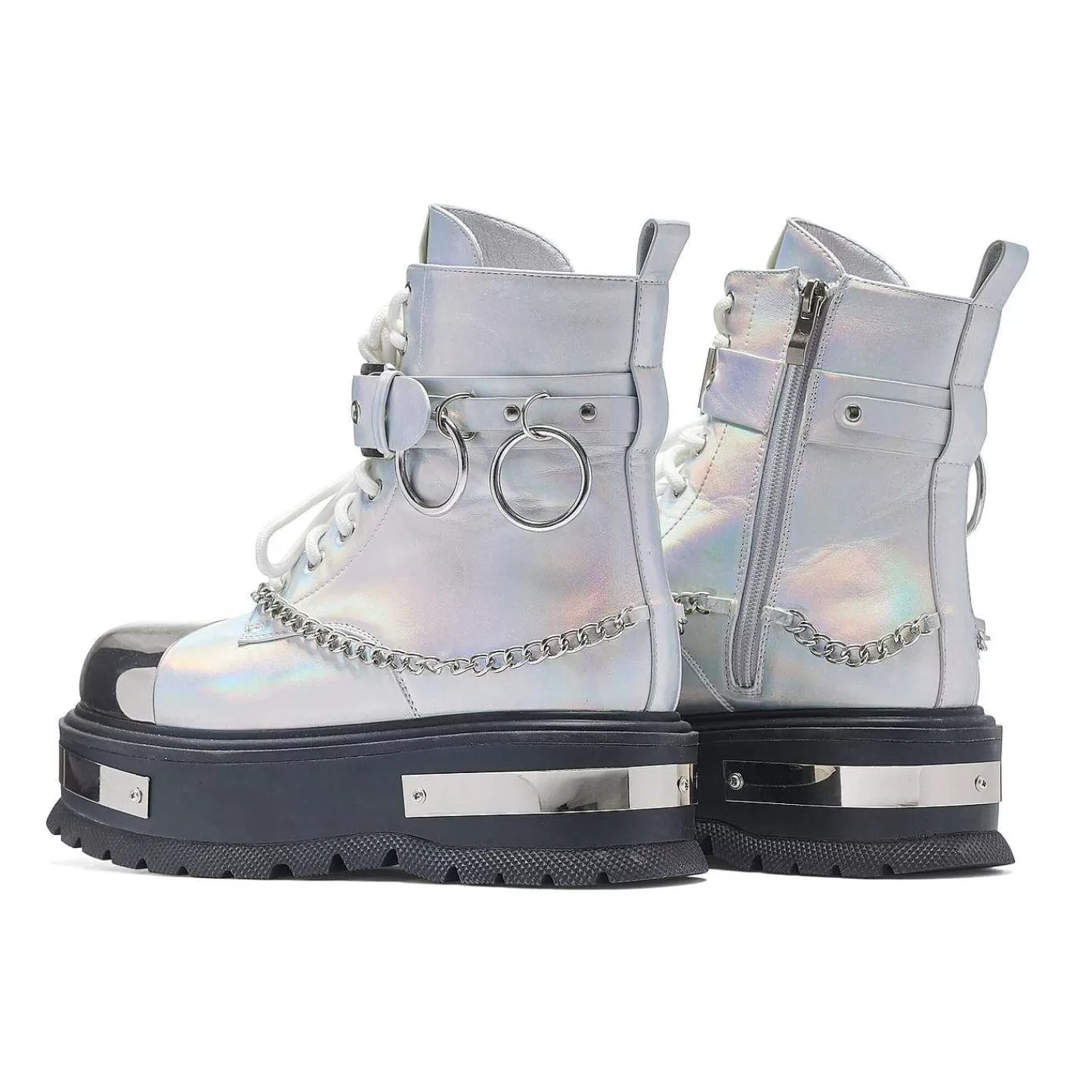 Online Buty Na Platformie Sprzetowej Borin - Srebrny Hologram Damskie Buty Platformowe
