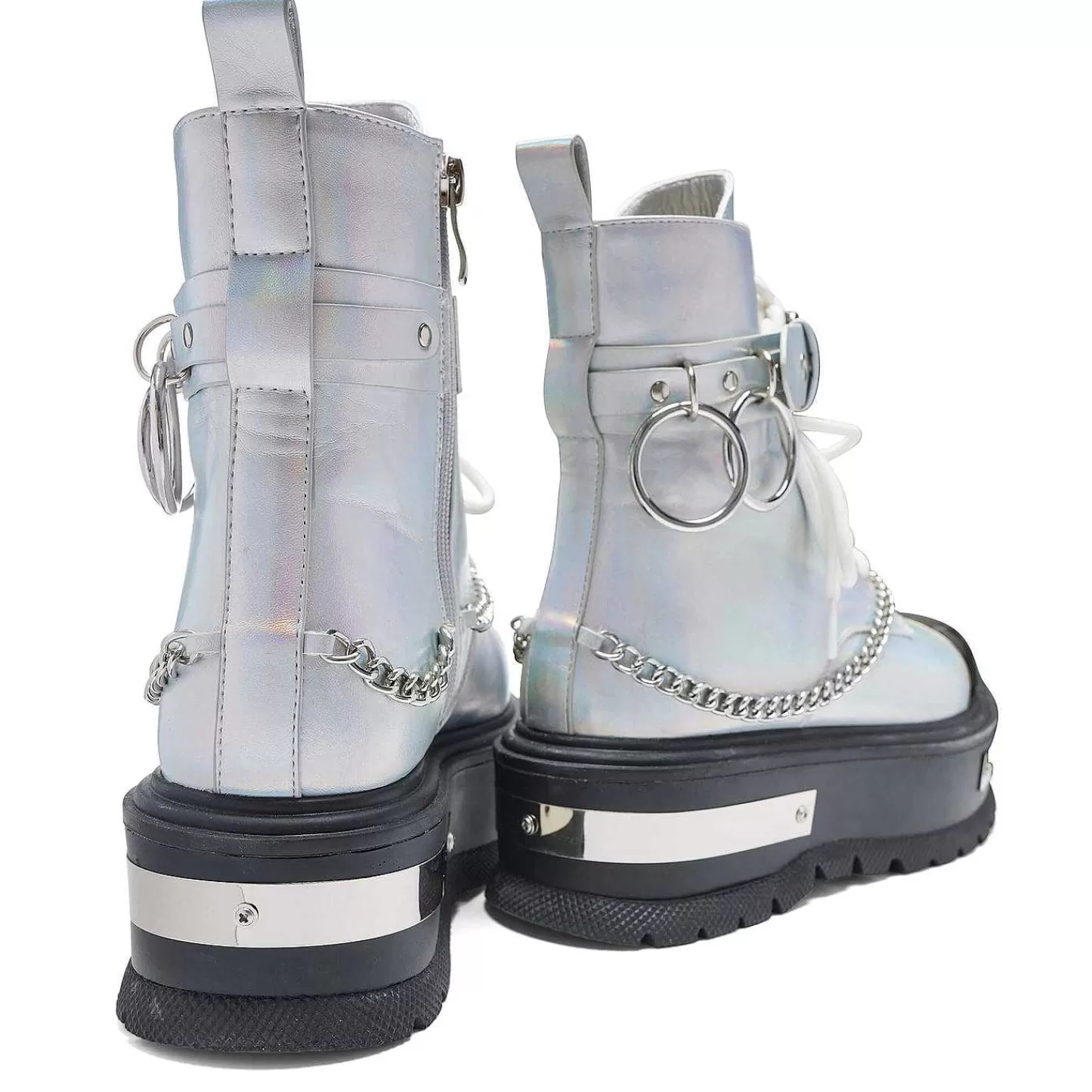 Cheap Buty Na Platformie Sprzetowej Borin - Srebrny Hologram Damskie Buty Do Kostki