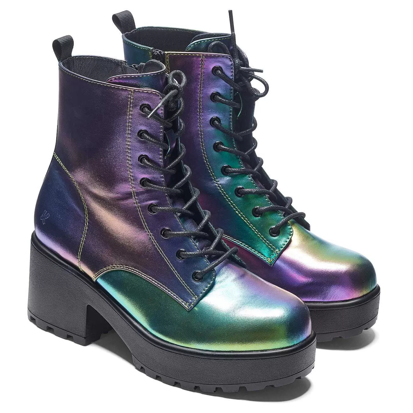 Outlet Buty Wojskowe Na Platformie Bizmutowej - Teczowe Damskie Buty Do Kostki
