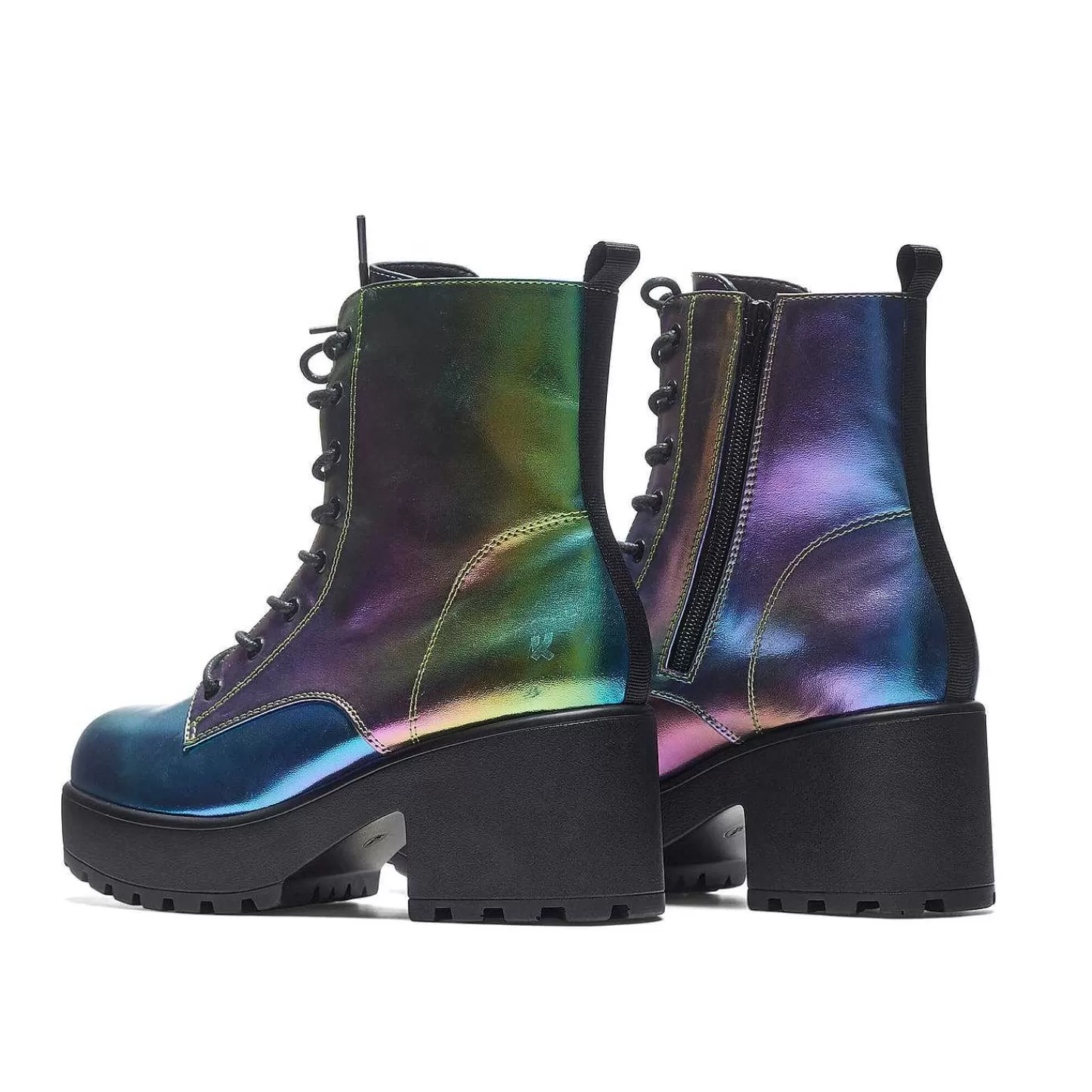 Outlet Buty Wojskowe Na Platformie Bizmutowej - Teczowe Damskie Buty Do Kostki