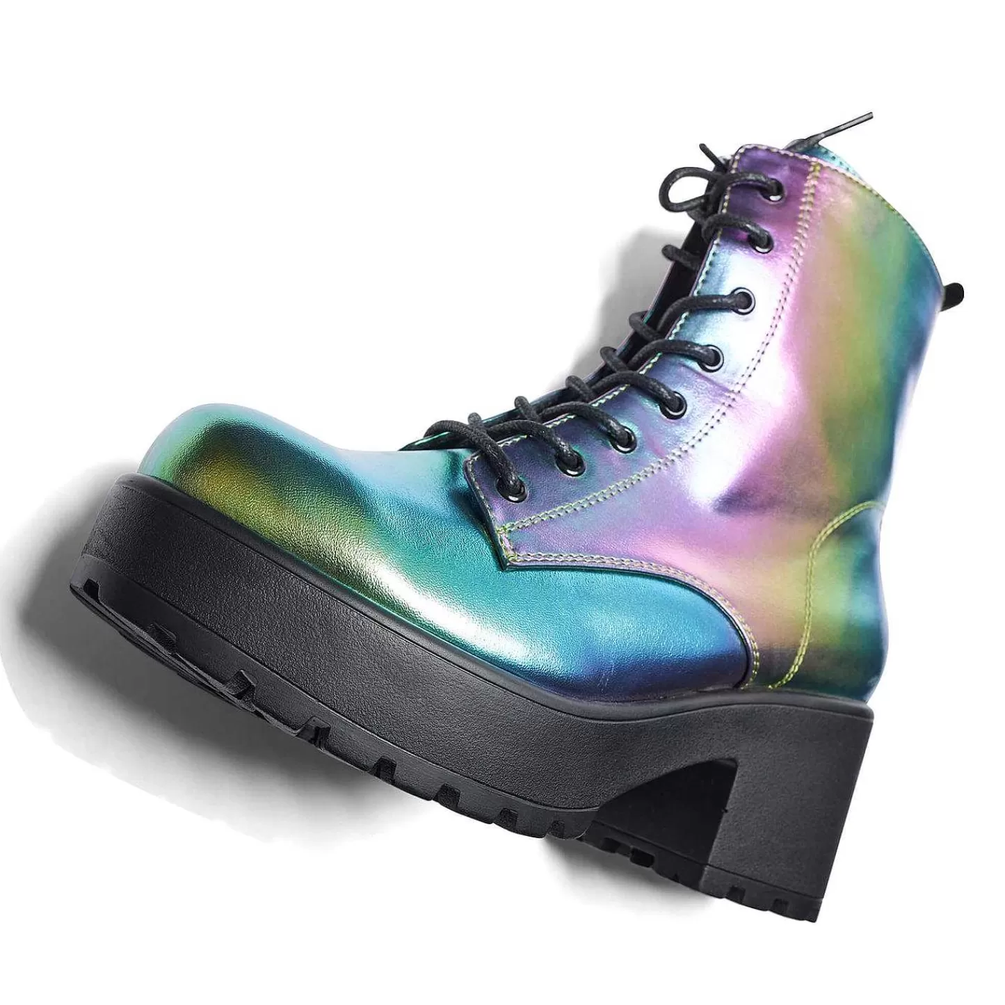 Store Buty Wojskowe Na Platformie Bizmutowej - Teczowe Damskie Grube Buty