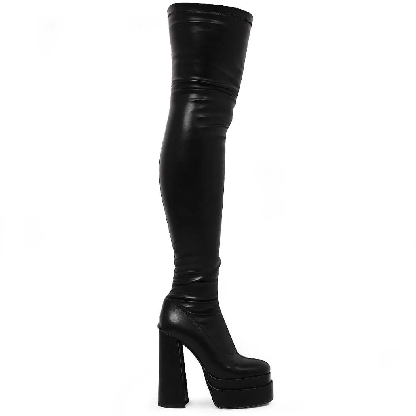 Best Sale Czarne Kozaki Za Kolano The Redemption Ze Stretchem Damskie Rozruch Platformy