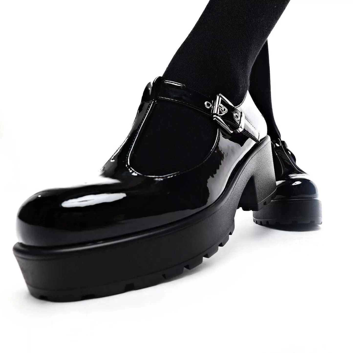 Hot Czarne Lakierowane Buty Na Grubej Platformie Mary Jane Damskie Czarnej Mary Janes