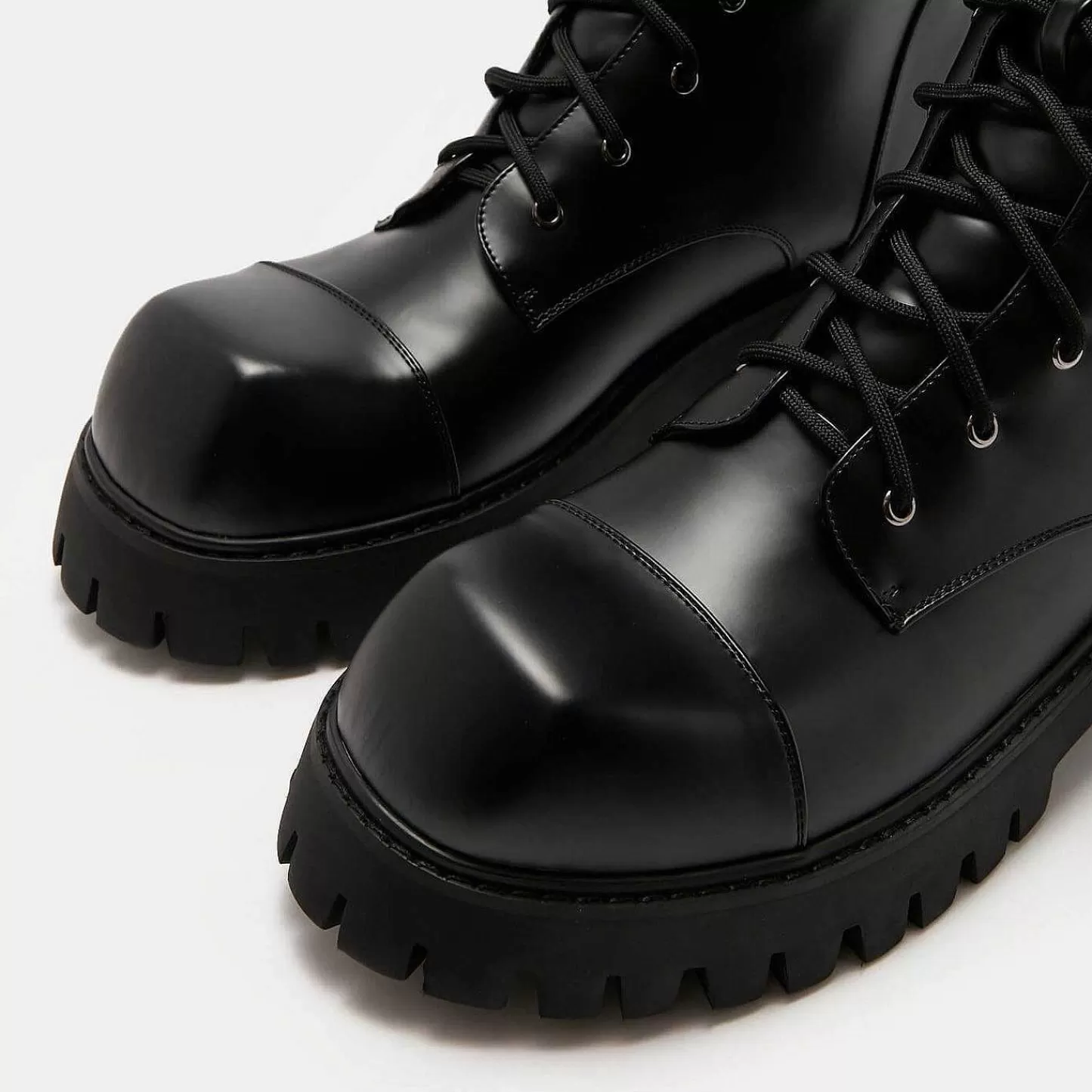 Outlet Czarne, Sznurowane Buty Męskie Gimli Z Kwadratowymi Noskami Męskie Buty Motocyklowe