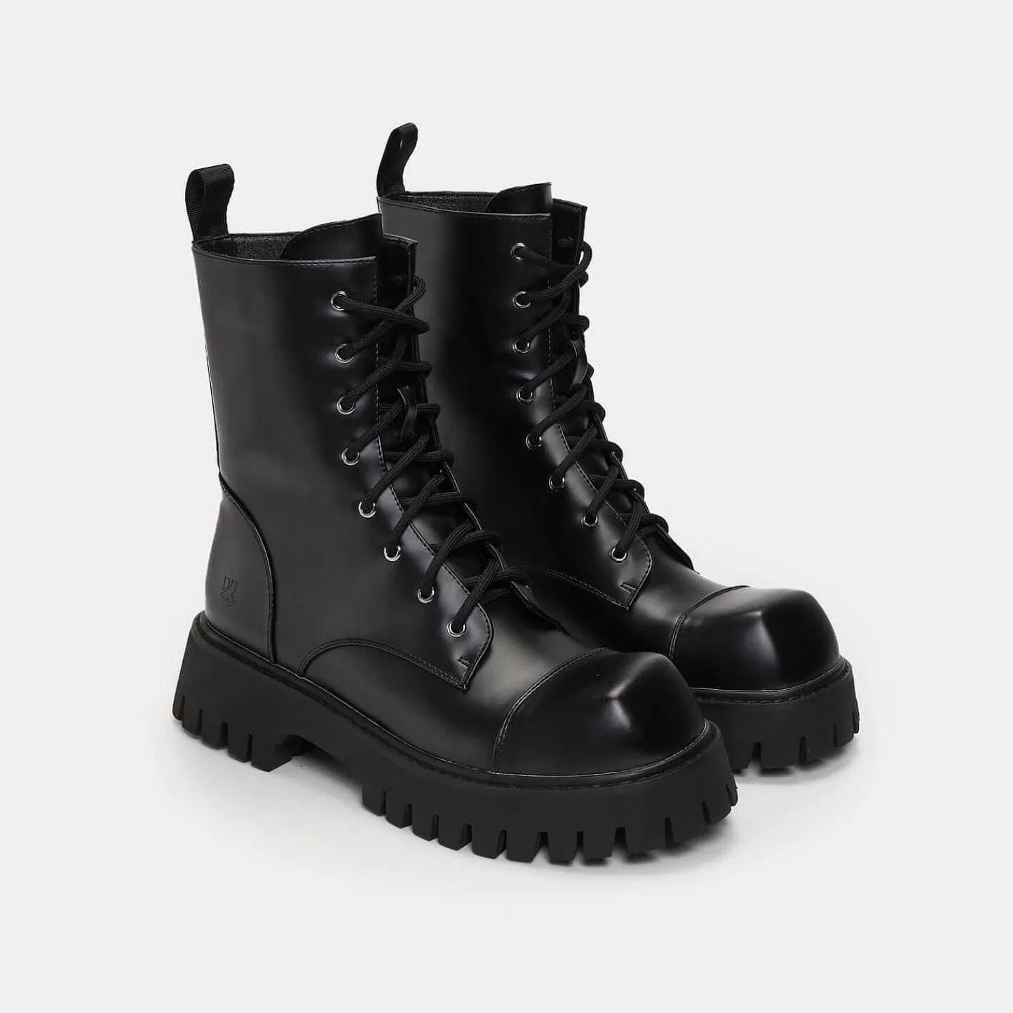 Outlet Czarne, Sznurowane Buty Męskie Gimli Z Kwadratowymi Noskami Męskie Buty Motocyklowe