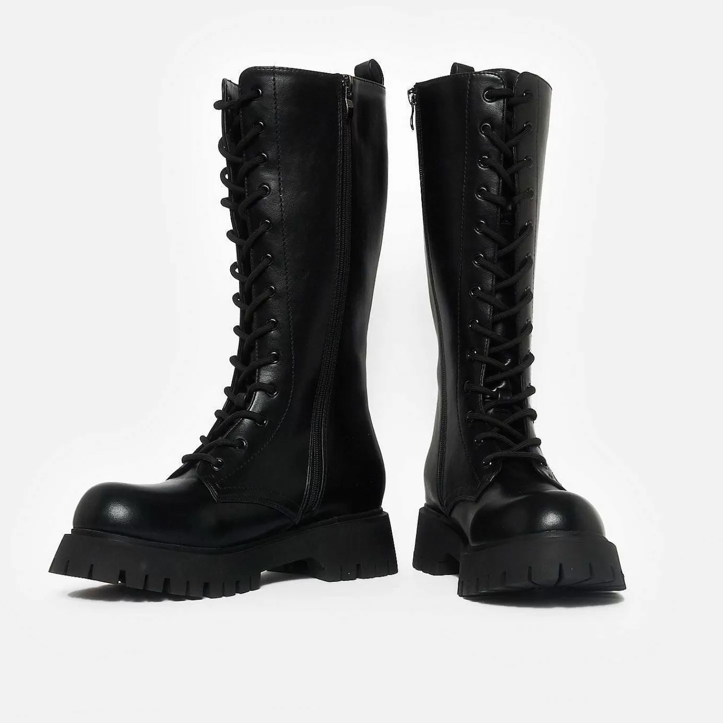 Fashion Czarne, Sznurowane, Dlugie Buty Deltora Damskie Buty Platformowe