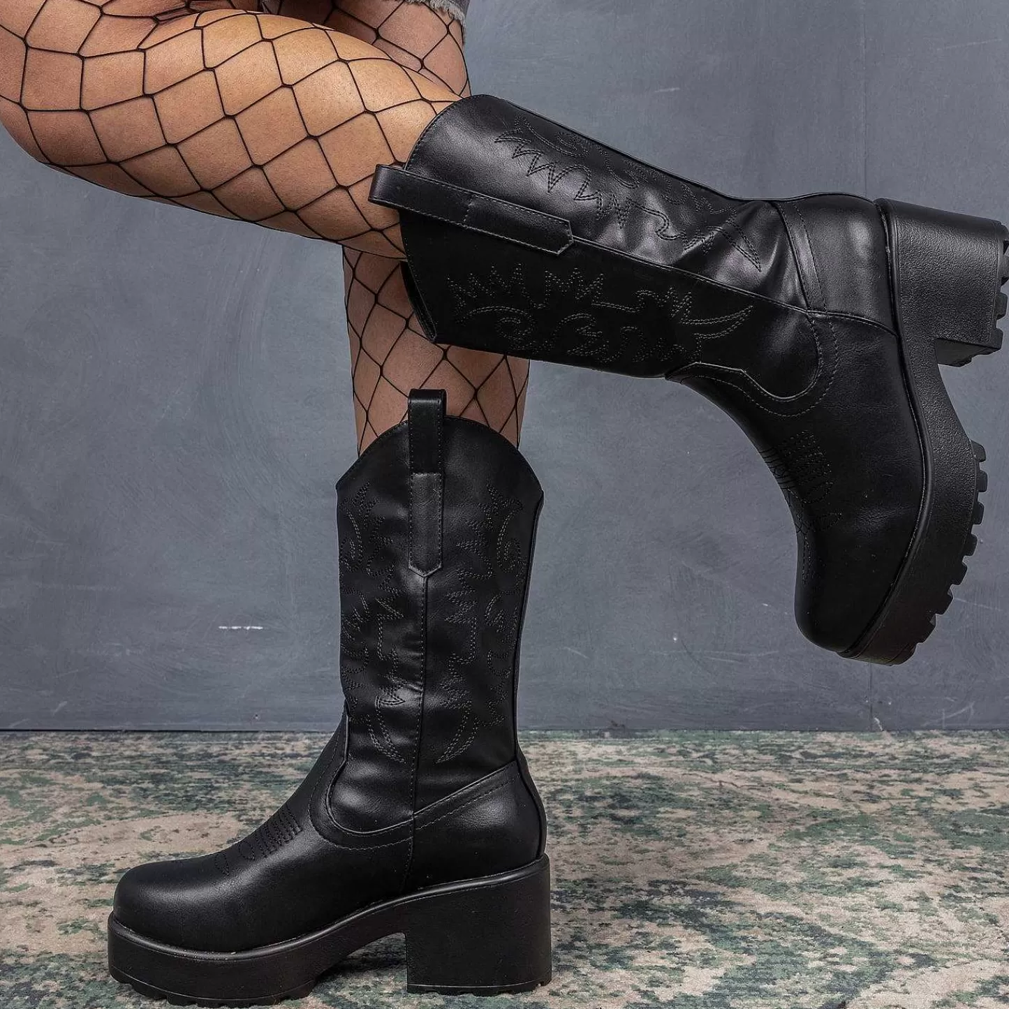 Shop Dlugie, Masywne Buty Zachodnie Wintu Damskie Dlugie Buty