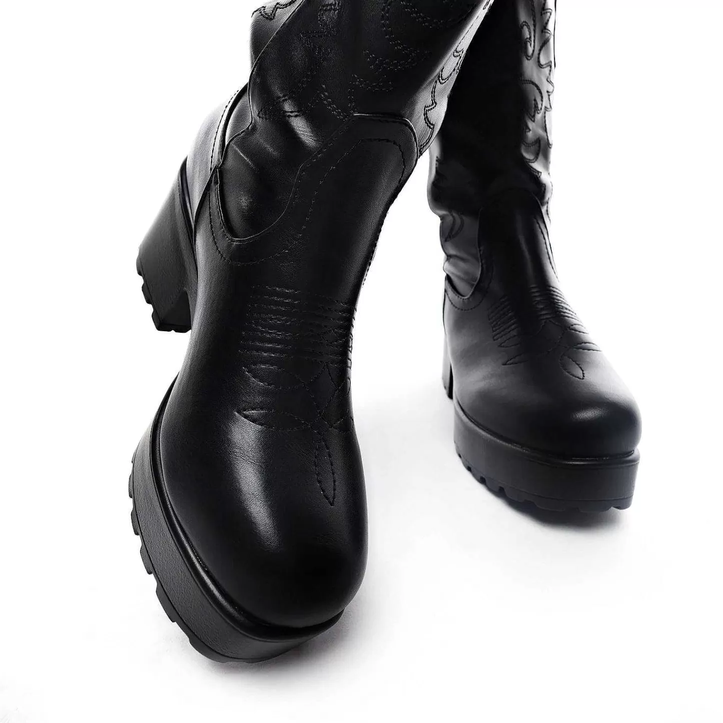 Flash Sale Dlugie, Masywne Buty Zachodnie Wintu Damskie Buty Na Lydke