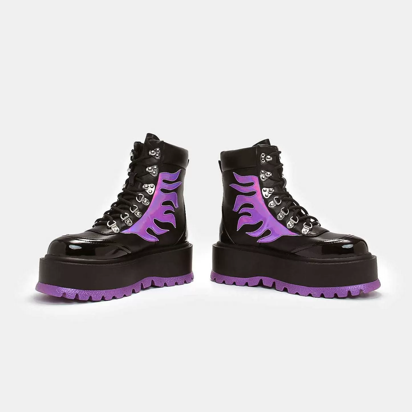 Cheap Fioletowe Buty Z Hologramowym Plomieniem Helios Damskie Rozruch Platformy