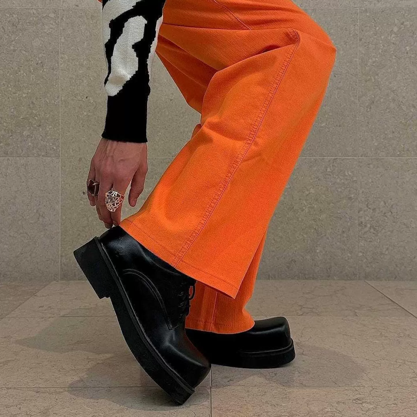 Online Męskie Buty Derby 400% Oversize - Czarne Męskie Zasznurować