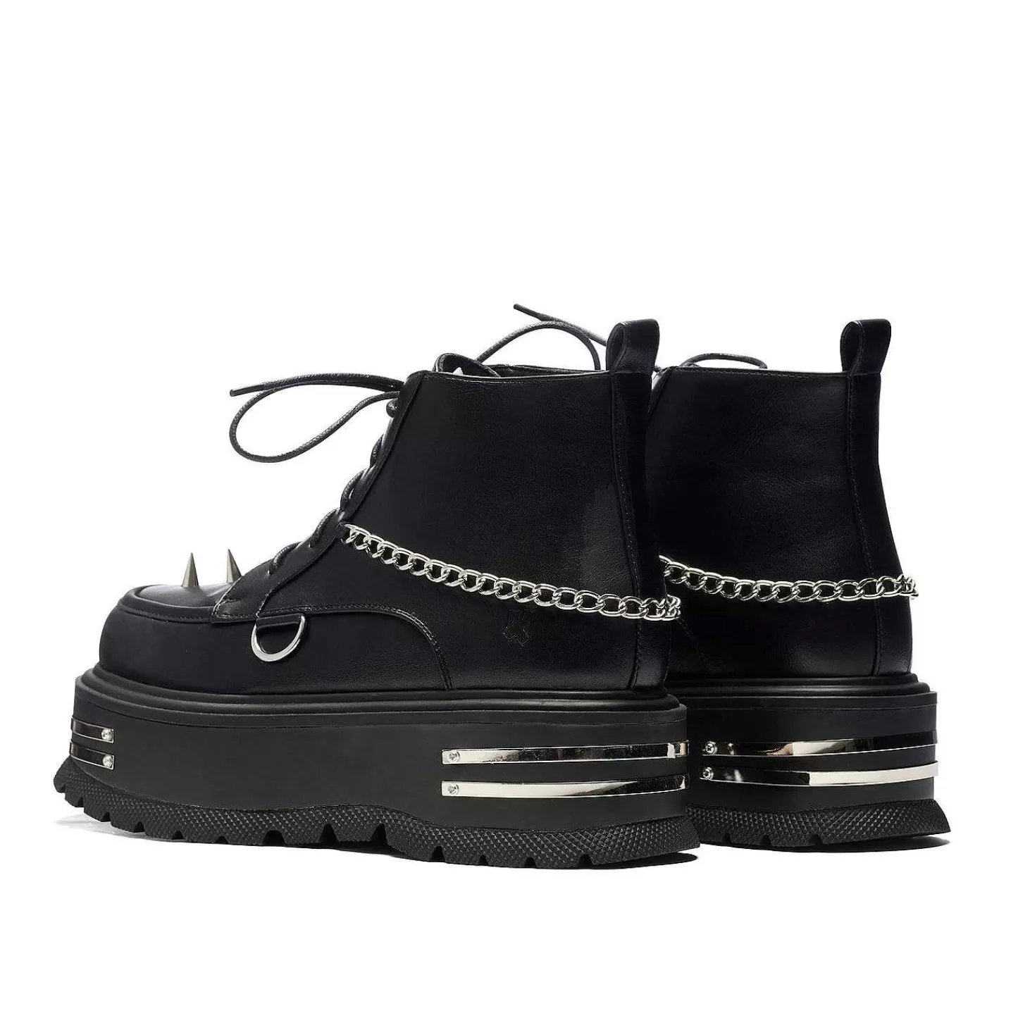 Fashion Męskie Buty Grunge Na Platformie The Silence - Czarne Męskie Czarne Buty