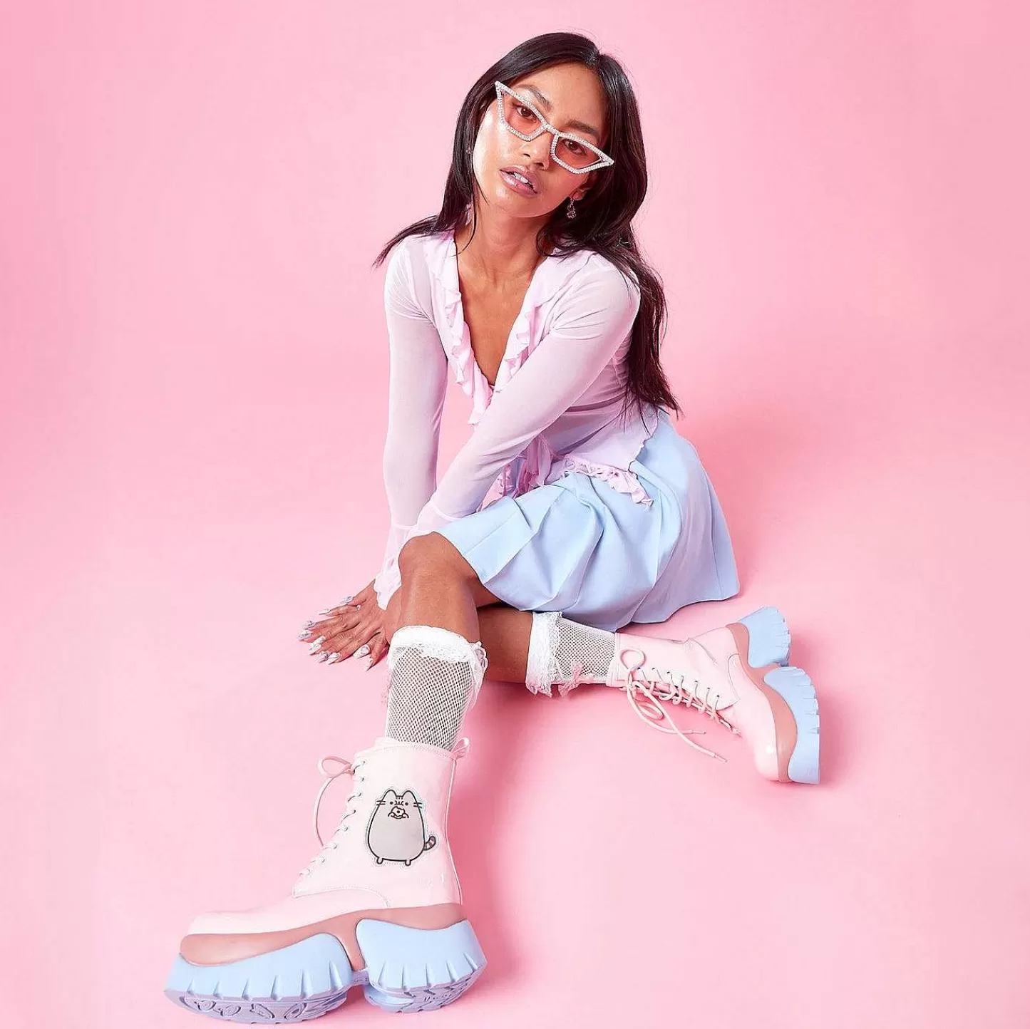 Cheap Pastelowe Lakierowane Buty Pusheen Donuts Damskie Buty Platformowe
