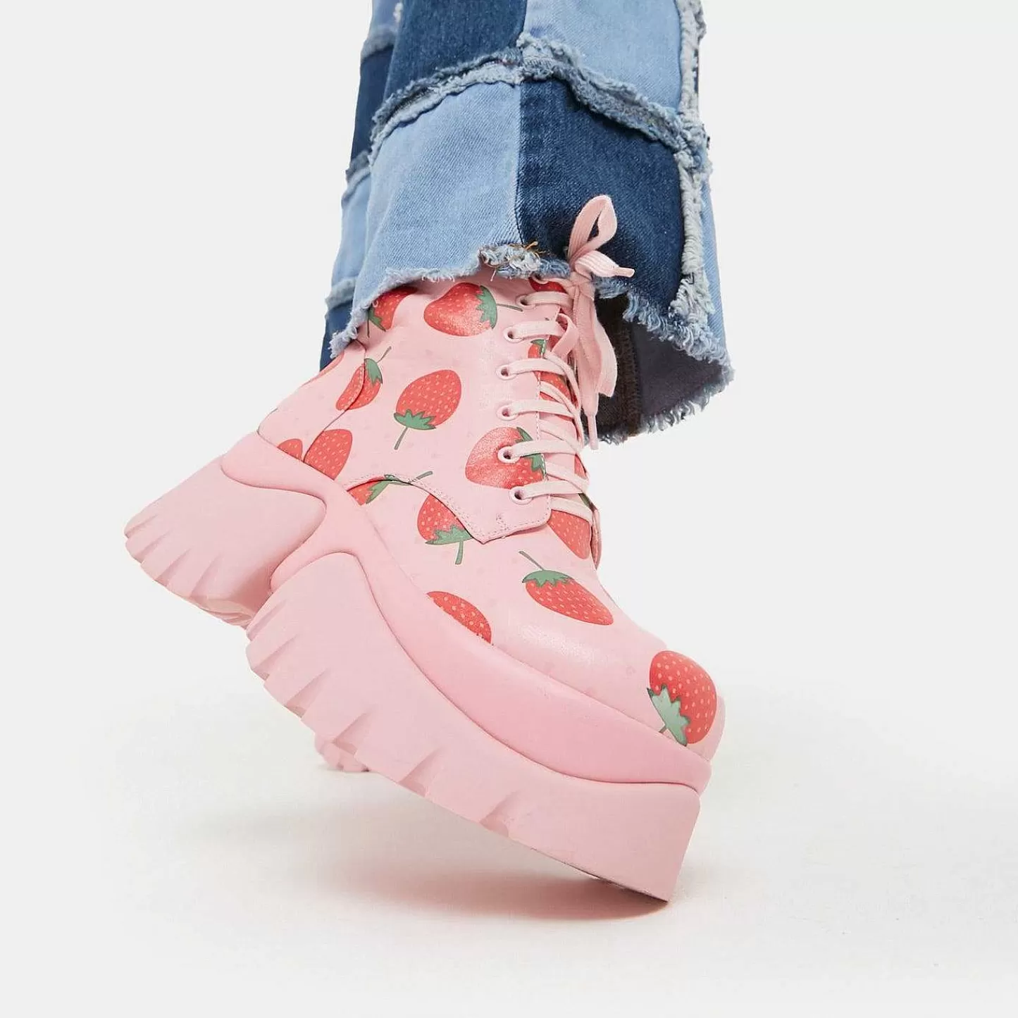 Clearance Rozowe Buty Vilun W Kolorze Truskawkowego Ciasta Damskie Buty Platformowe