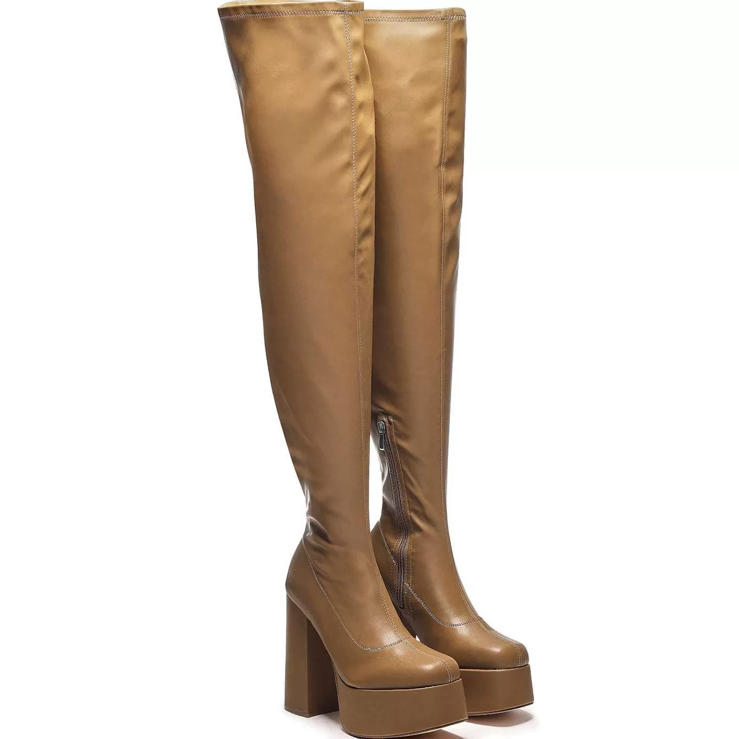 Online Wysokie Buty Za Kolano The Redemption Khaki Damskie Buty Platformowe