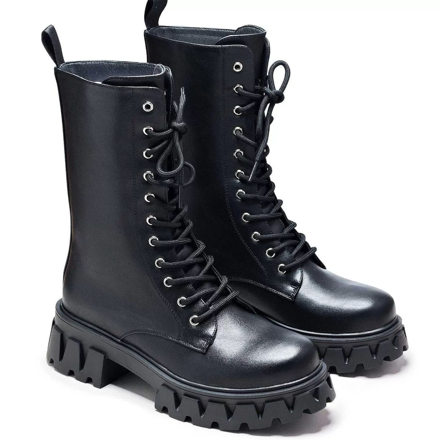 Best Sale Wysokie Sznurowane Buty Męskie Siren - Czarne Męskie Buty Do Kostki