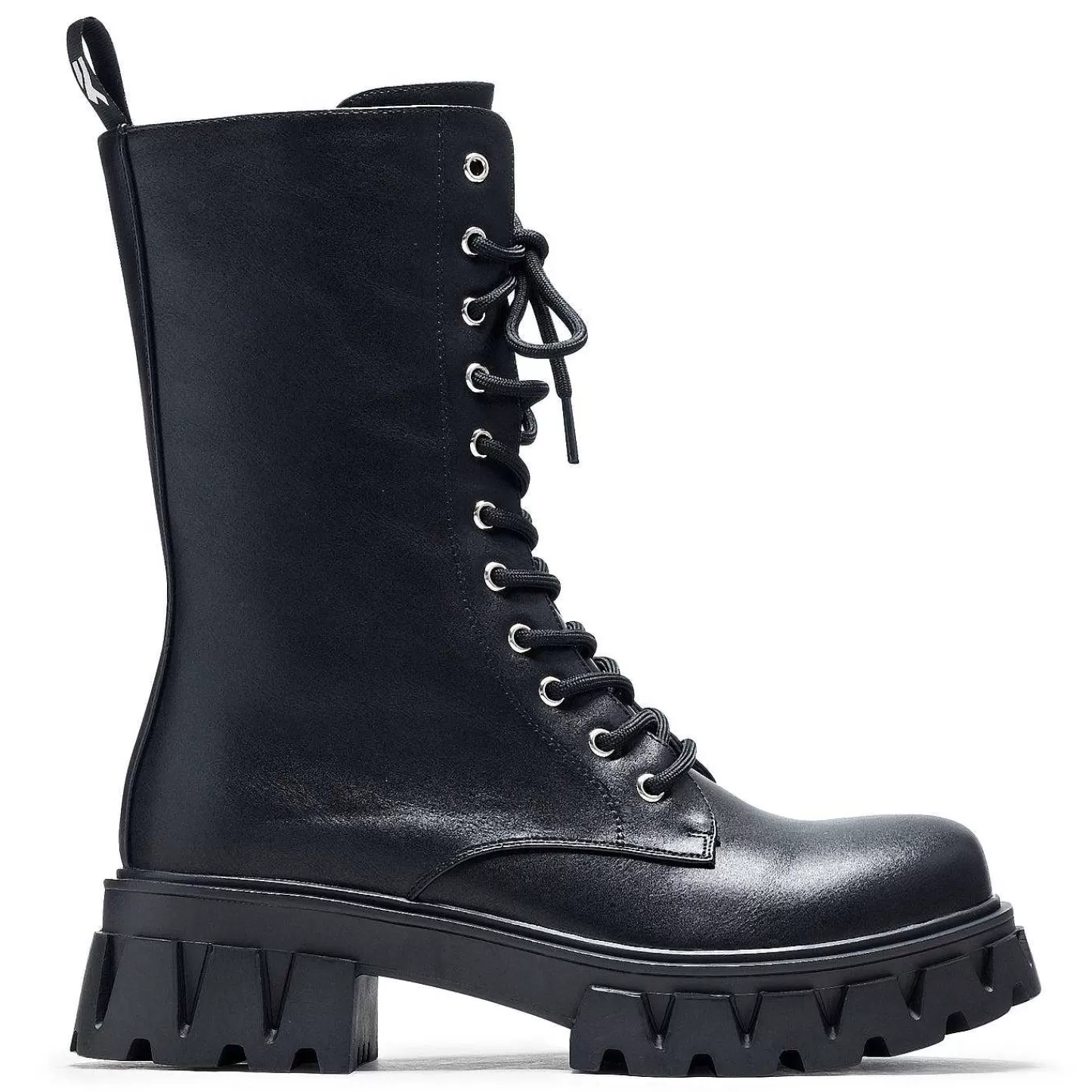 Flash Sale Wysokie Sznurowane Buty Siren - Czarne Damskie Buty Na Lydke