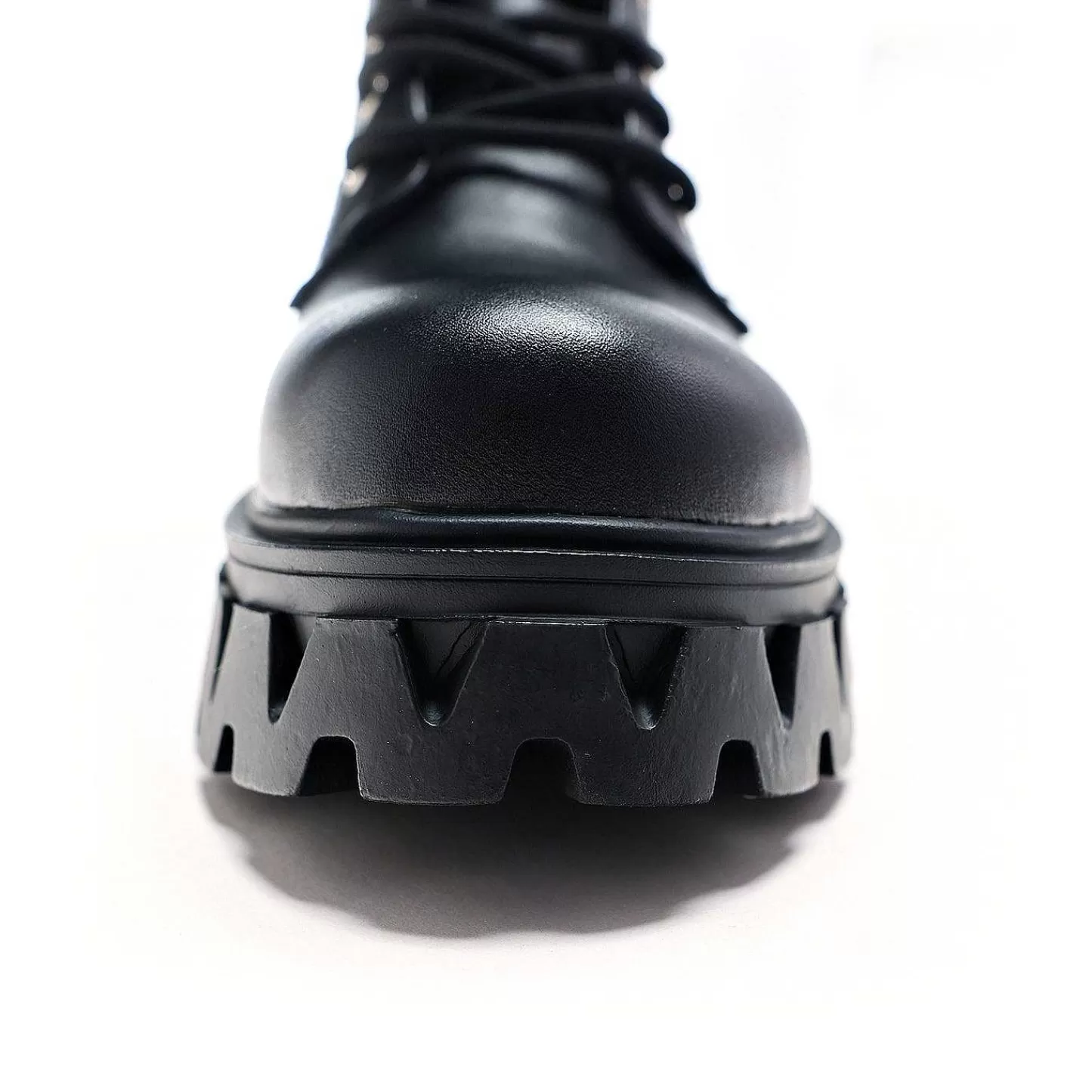 Flash Sale Wysokie Sznurowane Buty Siren - Czarne Damskie Buty Na Lydke