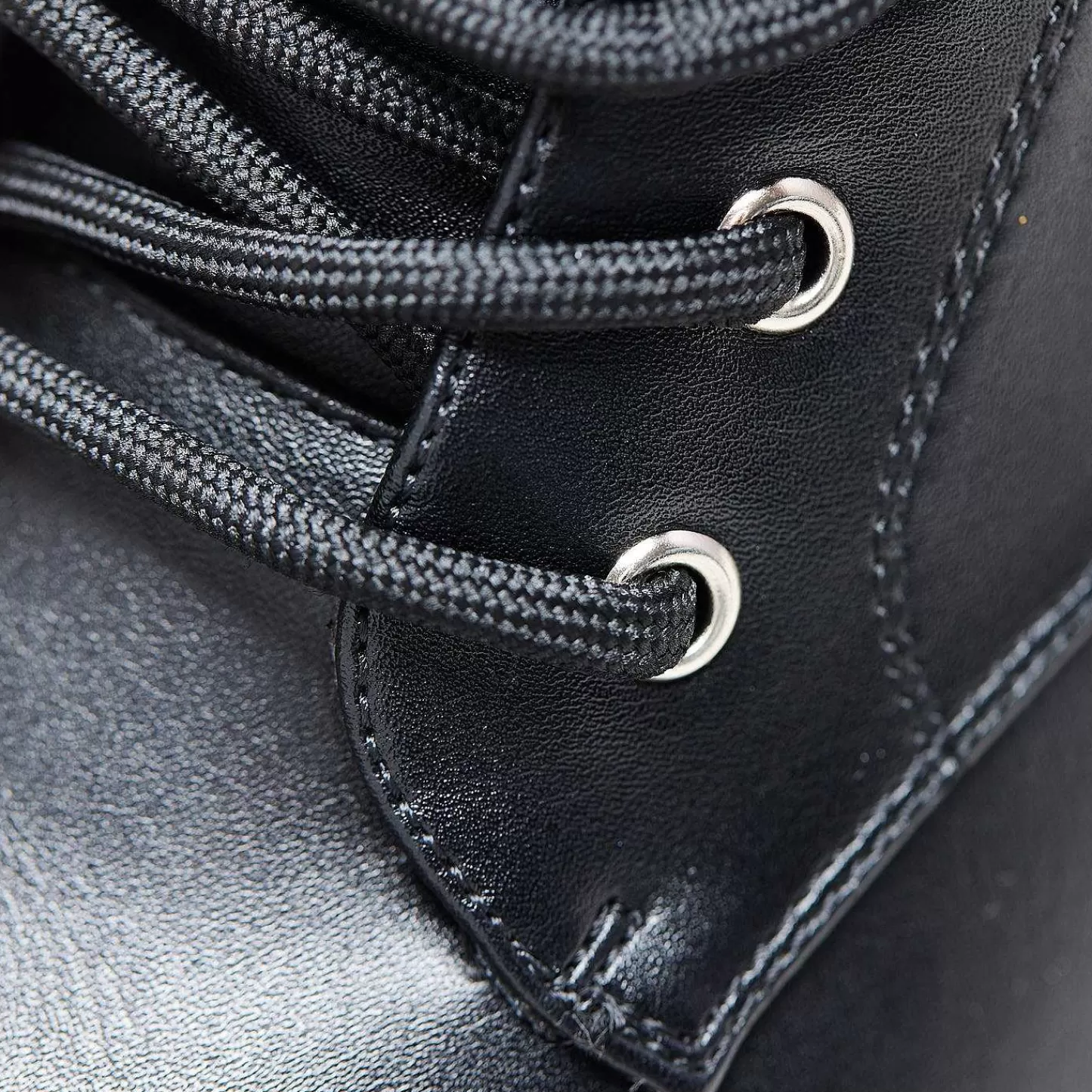 Hot Wysokie Sznurowane Buty Siren - Czarne Damskie Buty Platformowe
