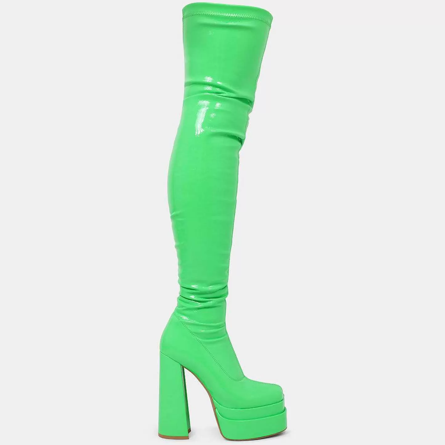 New Zielone, Elastyczne Buty Za Kolano The Redemption Damskie Buty Na Obcasie